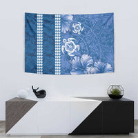 Blue Hibiscus Turle Tapestry Hawaiian Style Tribal Tapa Pattern LT9 - Polynesian Pride