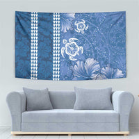 Blue Hibiscus Turle Tapestry Hawaiian Style Tribal Tapa Pattern LT9 - Polynesian Pride