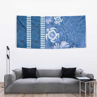 Blue Hibiscus Turle Tapestry Hawaiian Style Tribal Tapa Pattern LT9 - Polynesian Pride