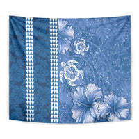 Blue Hibiscus Turle Tapestry Hawaiian Style Tribal Tapa Pattern LT9 - Polynesian Pride