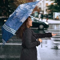 Blue Hibiscus Turle Umbrella Hawaiian Style Tribal Tapa Pattern - Polynesian Pride