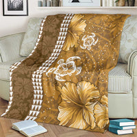 Gold Hibiscus Turle Blanket Hawaiian Style Tribal Tapa Pattern
