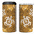Gold Hibiscus Turle 4 in 1 Can Cooler Tumbler Hawaiian Style Tribal Tapa Pattern