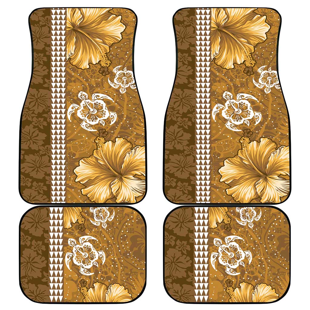Gold Hibiscus Turle Car Mats Hawaiian Style Tribal Tapa Pattern