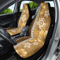 Gold Hibiscus Turle Car Seat Cover Hawaiian Style Tribal Tapa Pattern