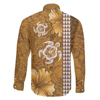 Gold Hibiscus Turle Family Matching Mermaid Dress and Hawaiian Shirt Hawaiian Style Tribal Tapa Pattern LT9 - Polynesian Pride