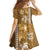 Gold Hibiscus Turle Family Matching Off The Shoulder Long Sleeve Dress and Hawaiian Shirt Hawaiian Style Tribal Tapa Pattern