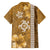 Gold Hibiscus Turle Family Matching Off The Shoulder Long Sleeve Dress and Hawaiian Shirt Hawaiian Style Tribal Tapa Pattern