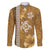 Gold Hibiscus Turle Family Matching Off The Shoulder Long Sleeve Dress and Hawaiian Shirt Hawaiian Style Tribal Tapa Pattern