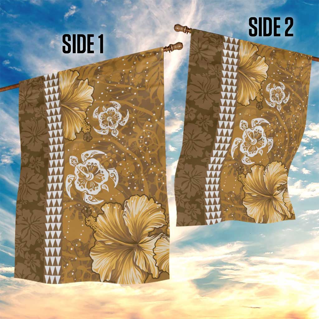 Gold Hibiscus Turle Garden Flag Hawaiian Style Tribal Tapa Pattern