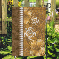 Gold Hibiscus Turle Garden Flag Hawaiian Style Tribal Tapa Pattern