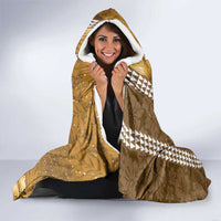 Gold Hibiscus Turle Hooded Blanket Hawaiian Style Tribal Tapa Pattern