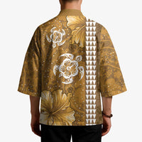 Gold Hibiscus Turle Kimono Hawaiian Style Tribal Tapa Pattern - Polynesian Pride