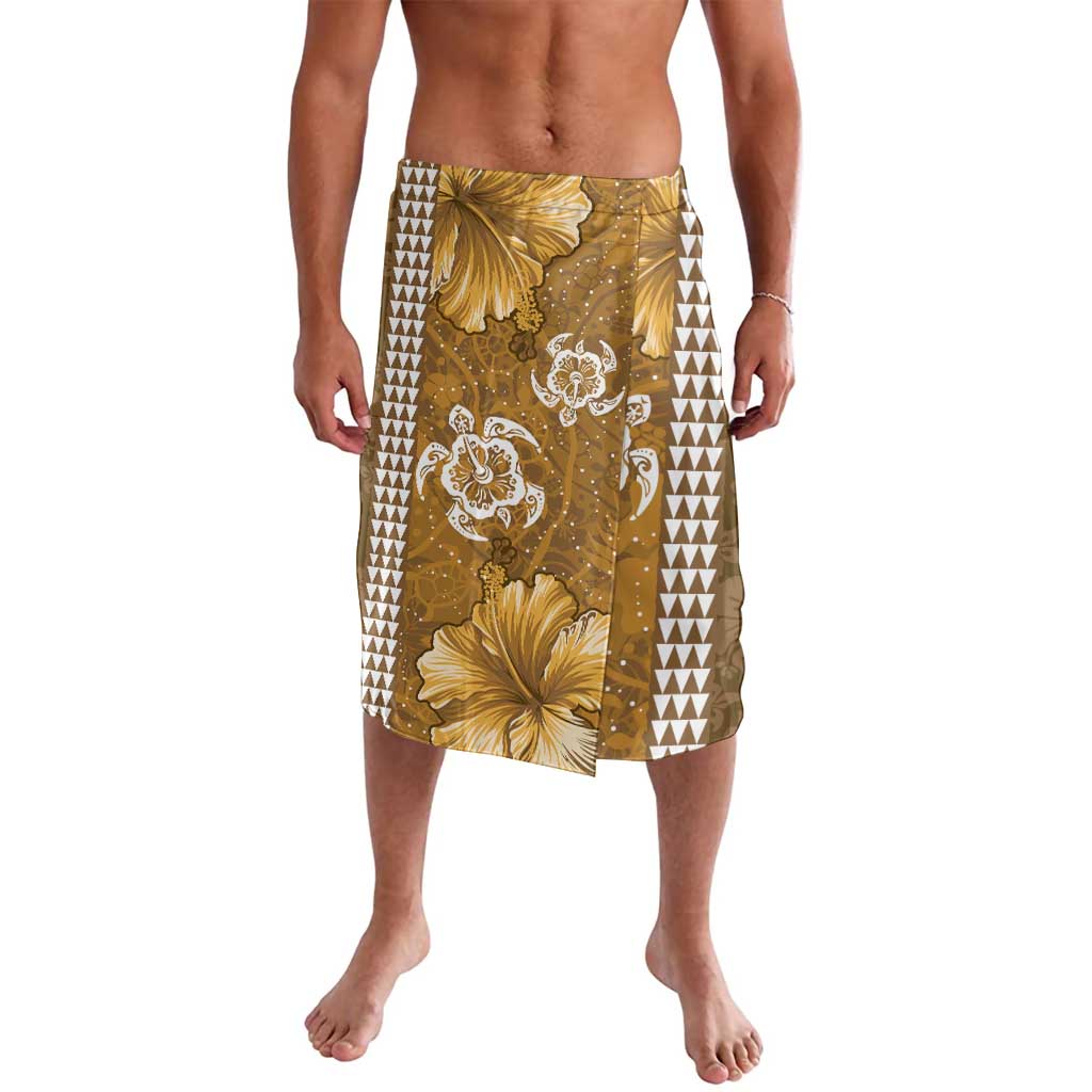 Gold Hibiscus Turle Lavalava Hawaiian Style Tribal Tapa Pattern