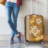 Gold Hibiscus Turle Luggage Cover Hawaiian Style Tribal Tapa Pattern