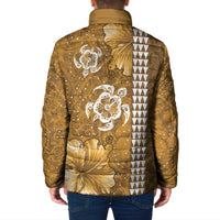 Gold Hibiscus Turle Padded Jacket Hawaiian Style Tribal Tapa Pattern LT9 - Polynesian Pride