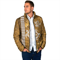 Gold Hibiscus Turle Padded Jacket Hawaiian Style Tribal Tapa Pattern LT9 - Polynesian Pride