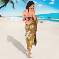 Gold Hibiscus Turle Sarong Hawaiian Style Tribal Tapa Pattern