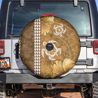 Gold Hibiscus Turle Spare Tire Cover Hawaiian Style Tribal Tapa Pattern