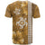Gold Hibiscus Turle T Shirt Hawaiian Style Tribal Tapa Pattern