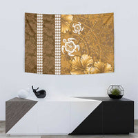 Gold Hibiscus Turle Tapestry Hawaiian Style Tribal Tapa Pattern LT9 - Polynesian Pride
