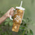 Gold Hibiscus Turle Tumbler With Handle Hawaiian Style Tribal Tapa Pattern
