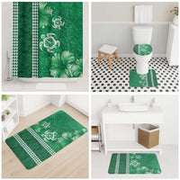Green Hibiscus Turle Bathroom Set Hawaiian Style Tribal Tapa Pattern - Polynesian Pride