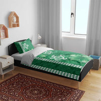 Green Hibiscus Turle Bedding Set Hawaiian Style Tribal Tapa Pattern