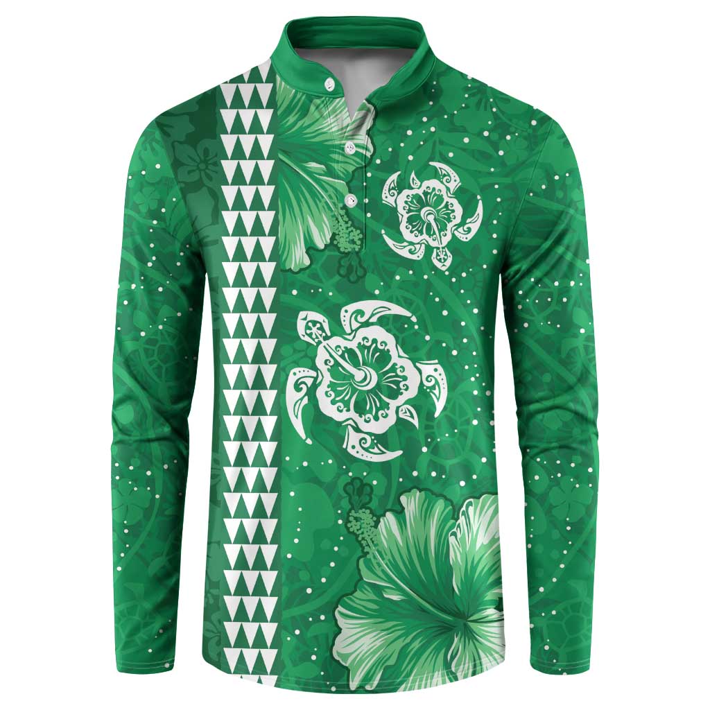 Green Hibiscus Turle Button Sweatshirt Hawaiian Style Tribal Tapa Pattern LT9 Green - Polynesian Pride