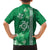 Green Hibiscus Turle Family Matching Off The Shoulder Long Sleeve Dress and Hawaiian Shirt Hawaiian Style Tribal Tapa Pattern