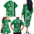 Green Hibiscus Turle Family Matching Off The Shoulder Long Sleeve Dress and Hawaiian Shirt Hawaiian Style Tribal Tapa Pattern