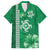 Green Hibiscus Turle Family Matching Off The Shoulder Long Sleeve Dress and Hawaiian Shirt Hawaiian Style Tribal Tapa Pattern