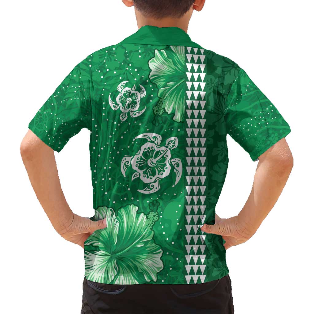 Green Hibiscus Turle Family Matching Puletasi and Hawaiian Shirt Hawaiian Style Tribal Tapa Pattern LT9 - Polynesian Pride