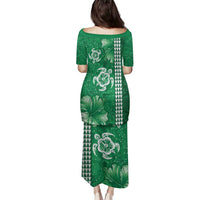 Green Hibiscus Turle Family Matching Puletasi and Hawaiian Shirt Hawaiian Style Tribal Tapa Pattern LT9 - Polynesian Pride