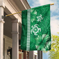 Green Hibiscus Turle Garden Flag Hawaiian Style Tribal Tapa Pattern