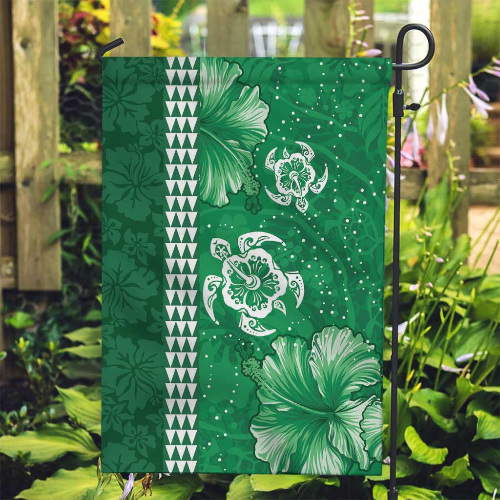 Green Hibiscus Turle Garden Flag Hawaiian Style Tribal Tapa Pattern