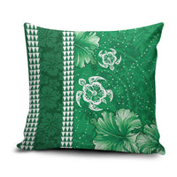 Green Hibiscus Turle Pillow Cover Hawaiian Style Tribal Tapa Pattern - Polynesian Pride