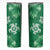 Green Hibiscus Turle Skinny Tumbler Hawaiian Style Tribal Tapa Pattern