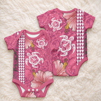 Pink Hibiscus Turtle Baby Onesie Hawaiian Style Tribal Tapa Pattern LT9 - Polynesian Pride