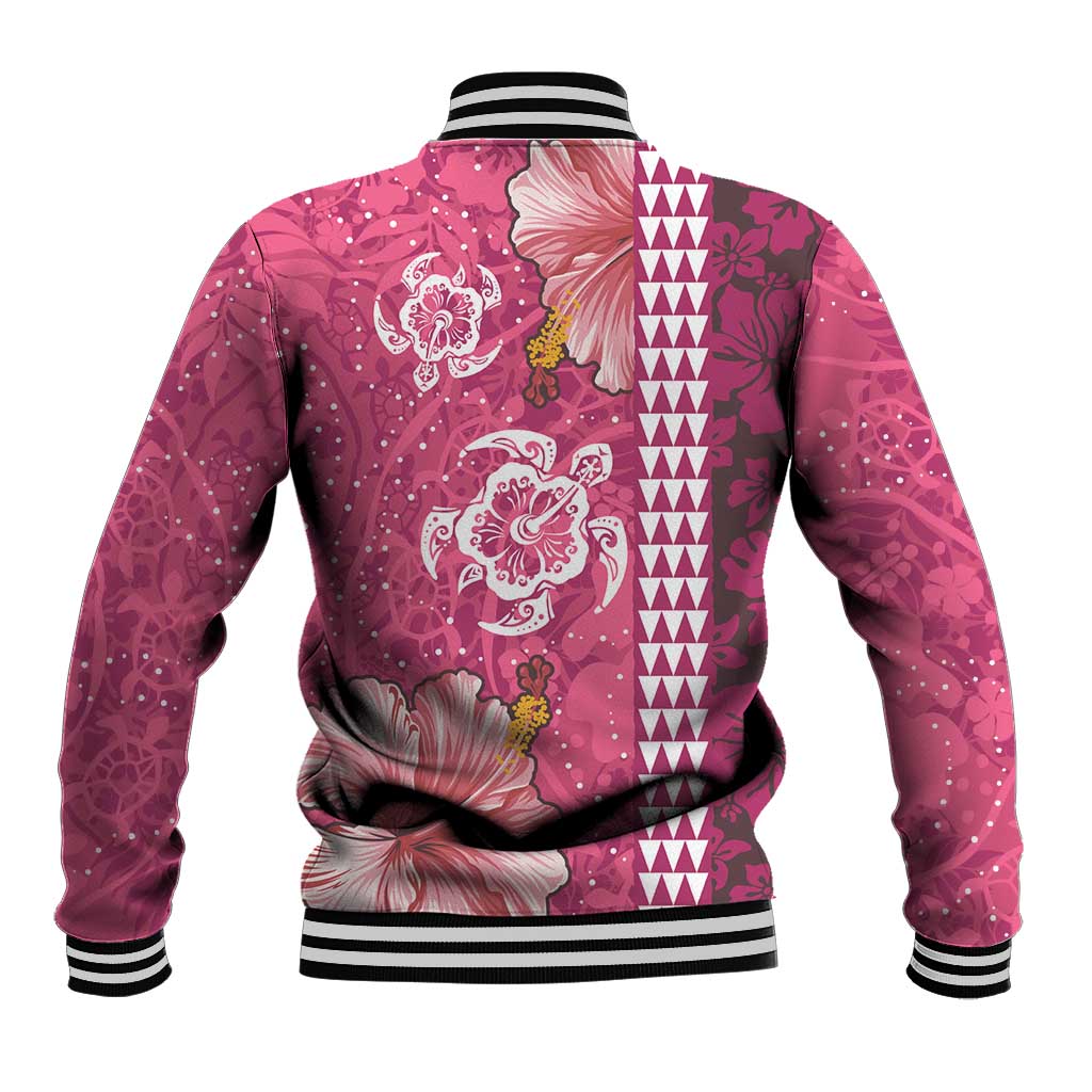 Pink Hibiscus Turle Baseball Jacket Hawaiian Style Tribal Tapa Pattern LT9 - Polynesian Pride