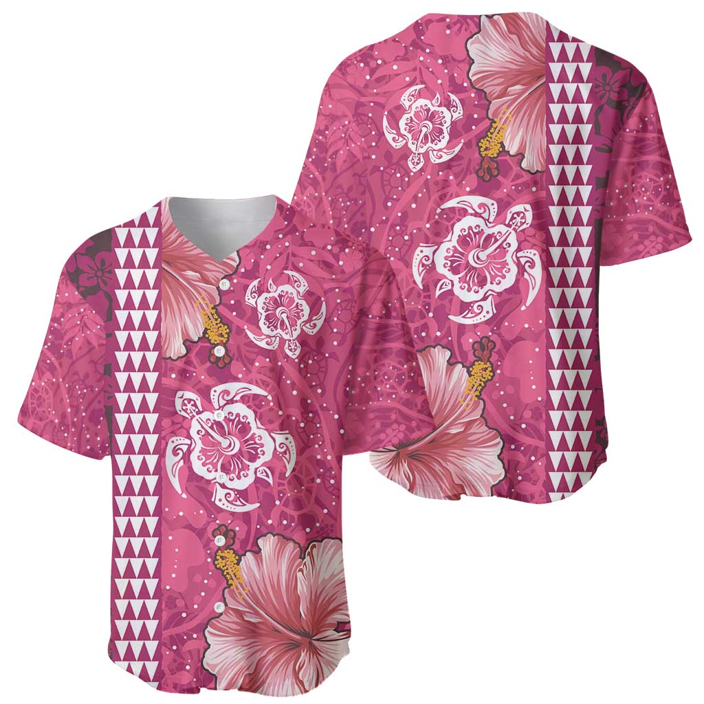 Pink Hibiscus Turle Baseball Jersey Hawaiian Style Tribal Tapa Pattern LT9 - Polynesian Pride