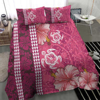 Pink Hibiscus Turle Bedding Set Hawaiian Style Tribal Tapa Pattern
