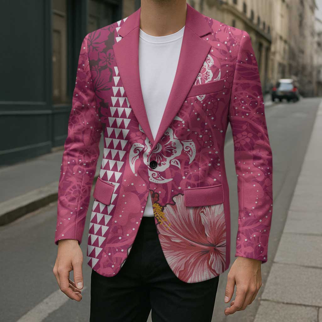 Pink Hibiscus Turle Blazer Hawaiian Style Tribal Tapa Pattern - Polynesian Pride