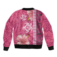 Pink Hibiscus Turle Bomber Jacket Hawaiian Style Tribal Tapa Pattern LT9 - Polynesian Pride