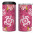 Pink Hibiscus Turle 4 in 1 Can Cooler Tumbler Hawaiian Style Tribal Tapa Pattern