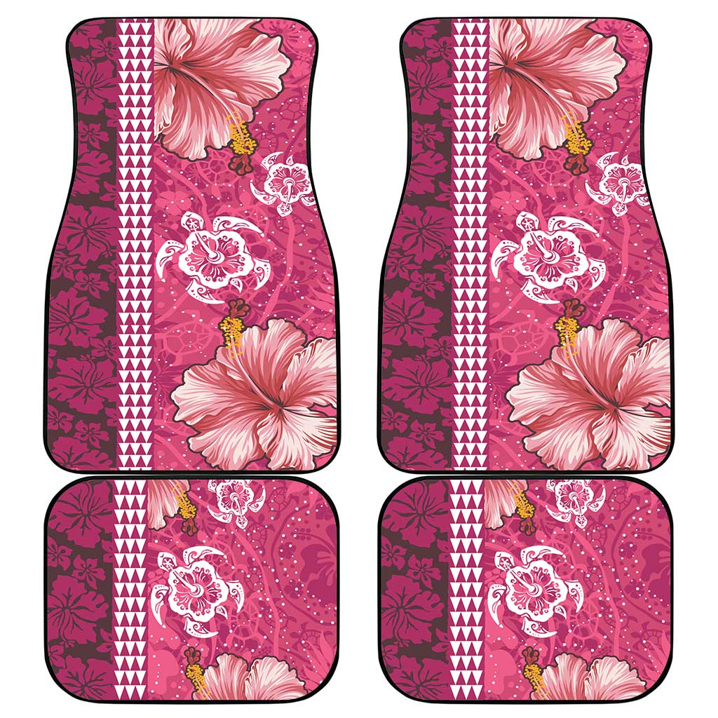Pink Hibiscus Turle Car Mats Hawaiian Style Tribal Tapa Pattern