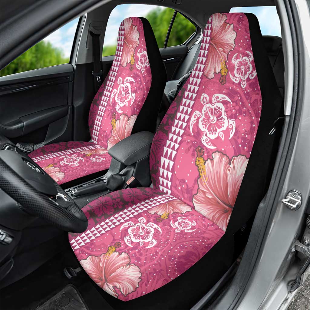 Pink Hibiscus Turle Car Seat Cover Hawaiian Style Tribal Tapa Pattern