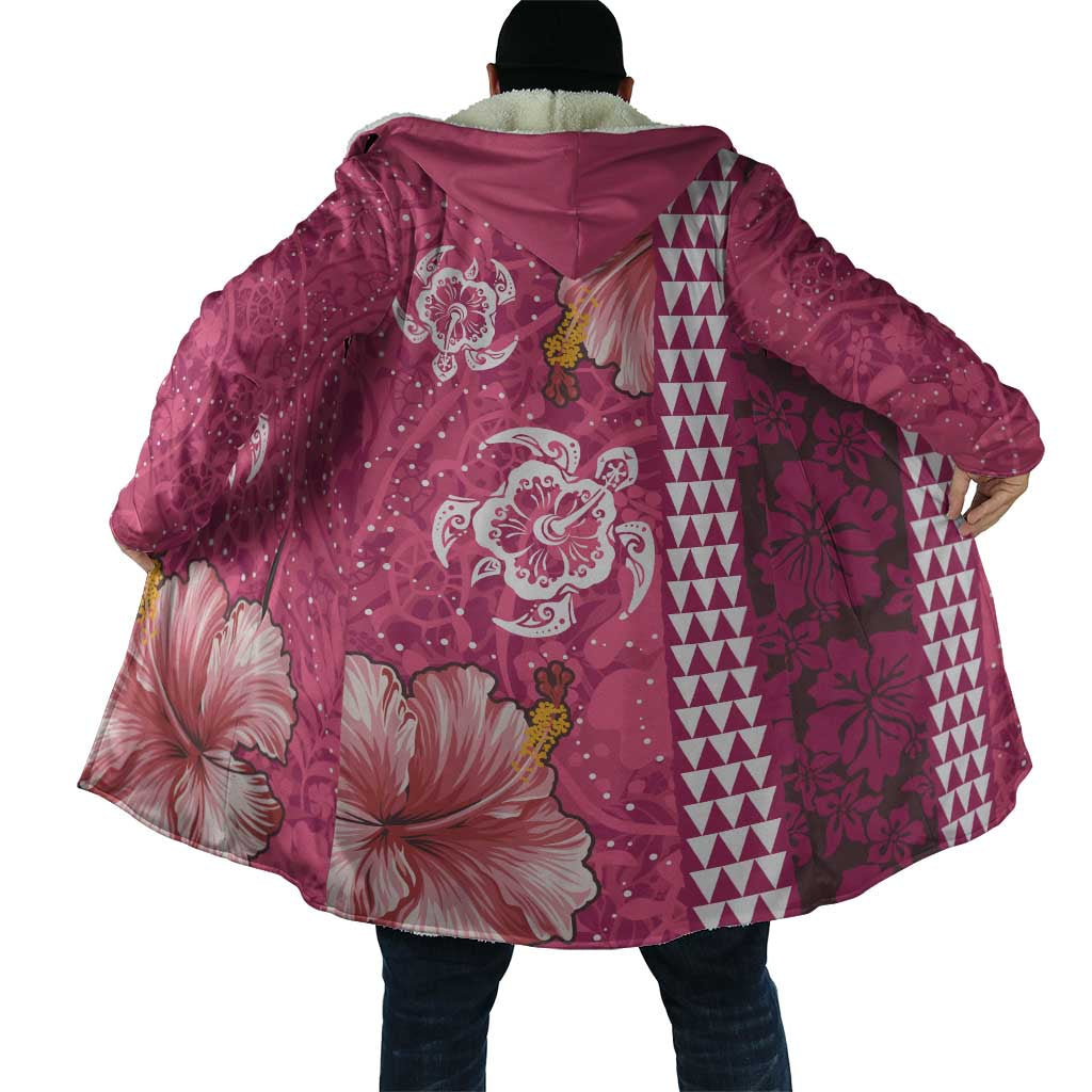 Pink Hibiscus Turle Cloak Hawaiian Style Tribal Tapa Pattern - Polynesian Pride