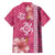 Pink Hibiscus Turle Family Matching Off The Shoulder Long Sleeve Dress and Hawaiian Shirt Hawaiian Style Tribal Tapa Pattern