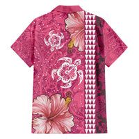 Pink Hibiscus Turle Family Matching Tank Maxi Dress and Hawaiian Shirt Hawaiian Style Tribal Tapa Pattern